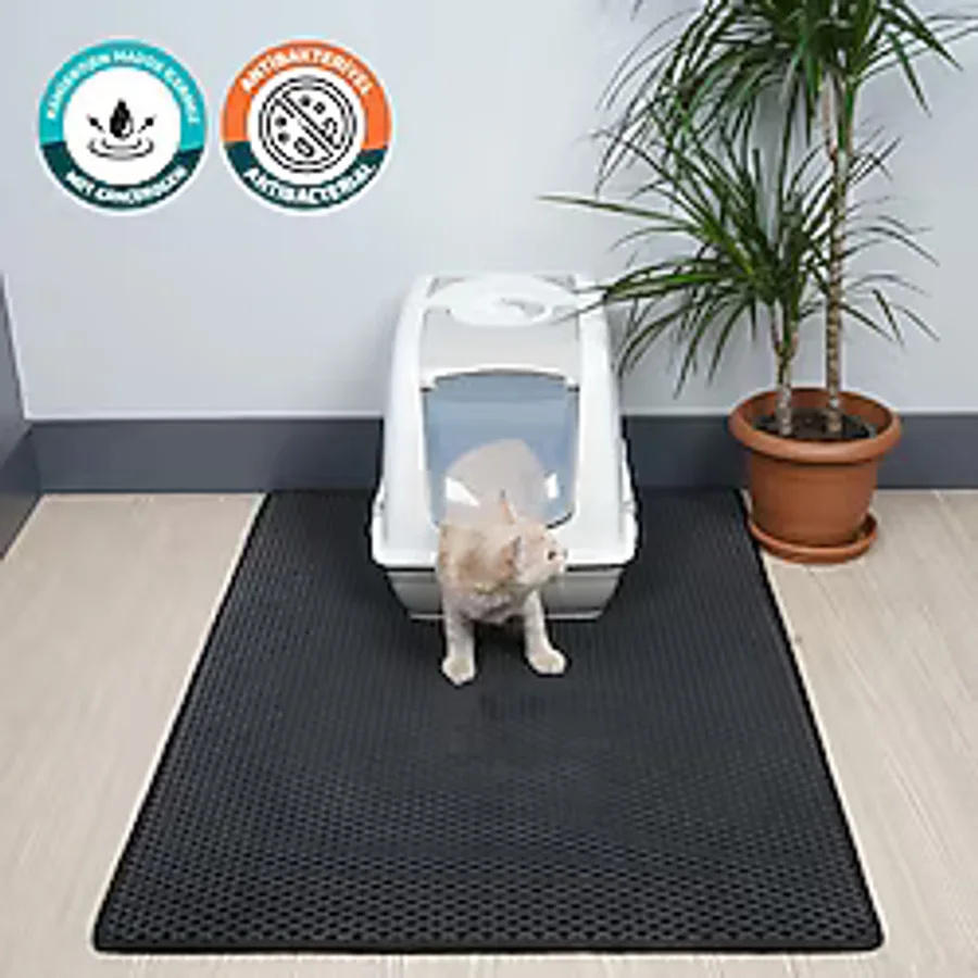 Eva Türkiye 100x110 cm Kedi Tuvaleti Önü Paspası Kedi Kumu Paspası - Siyah
