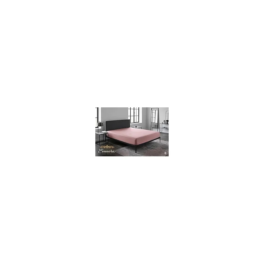 Evanora Home Textile ÇİFT KİŞİLİK %100 Pamuklu Penye Lastikli Çarşaf - Yumuşak Doku - Pembe - 160x200