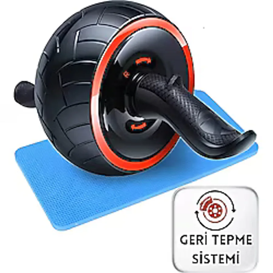 Evapera Profesyonel Geri Tepmeli Ab Wheel Roller Karın Kası Egzersiz Tekerleği Mekik Aleti Max150kg Siyah