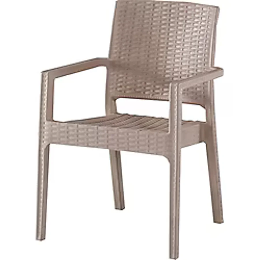 Evart Plastik Rattan Sandalye 6 Adet - Bej