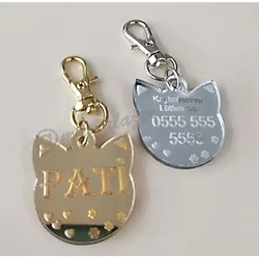 Evcil Hayvan Isimliği Kedi Kafası Şeklinde Kedi Künyesi Isimliği (353827655)