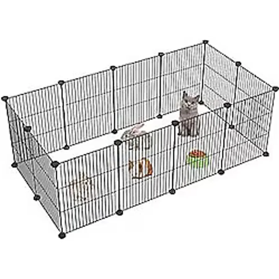 Evcil Küçük Hayvan Kedi Köpek Kuş Evi Kafesi Oyun Parkı Portatif Taşınabilir Metal Tel 12 Panel