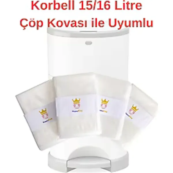 Evde Hijyen Yerliçöppoşeti Korbell 16L Uyumlu Toplamda 2000 Bez Alabilen 4 Paket Çöp Torbası