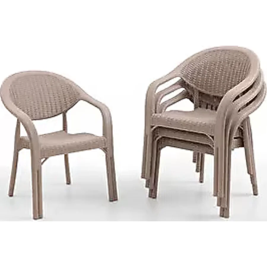 Evdemo Bamboo 4'lü Rattan Sandalye Cappuccino