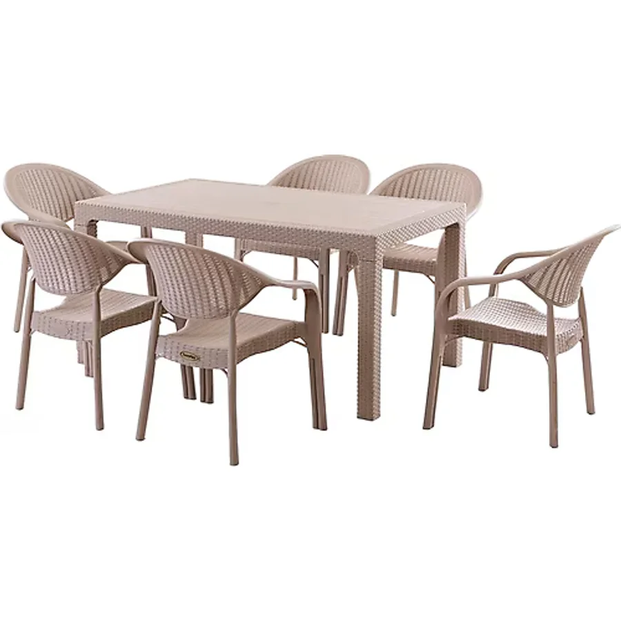 Evdemo Bamboo 6 Kişilik Rattan Bahçe & Balkon Takımı
