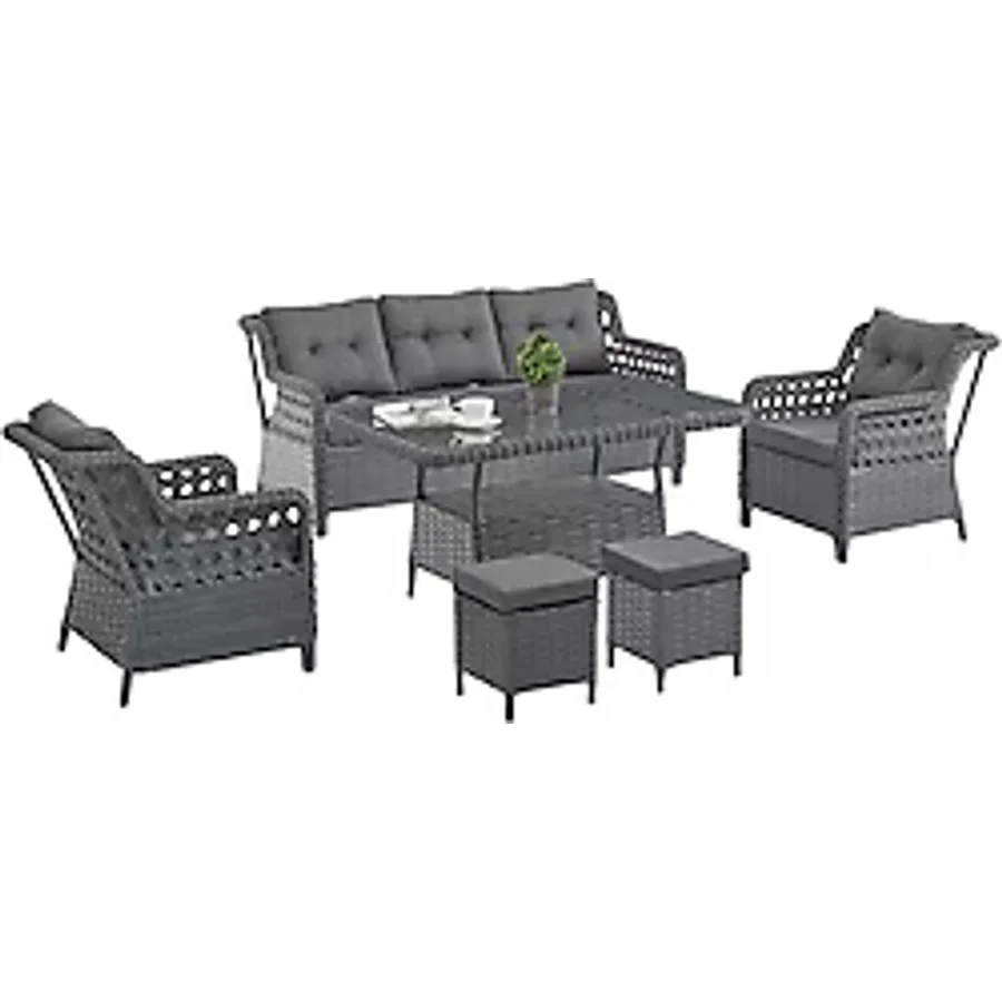 Evdemo Deniz Rattan Puflu 3+1+1 Bahçe Balkon Takımı