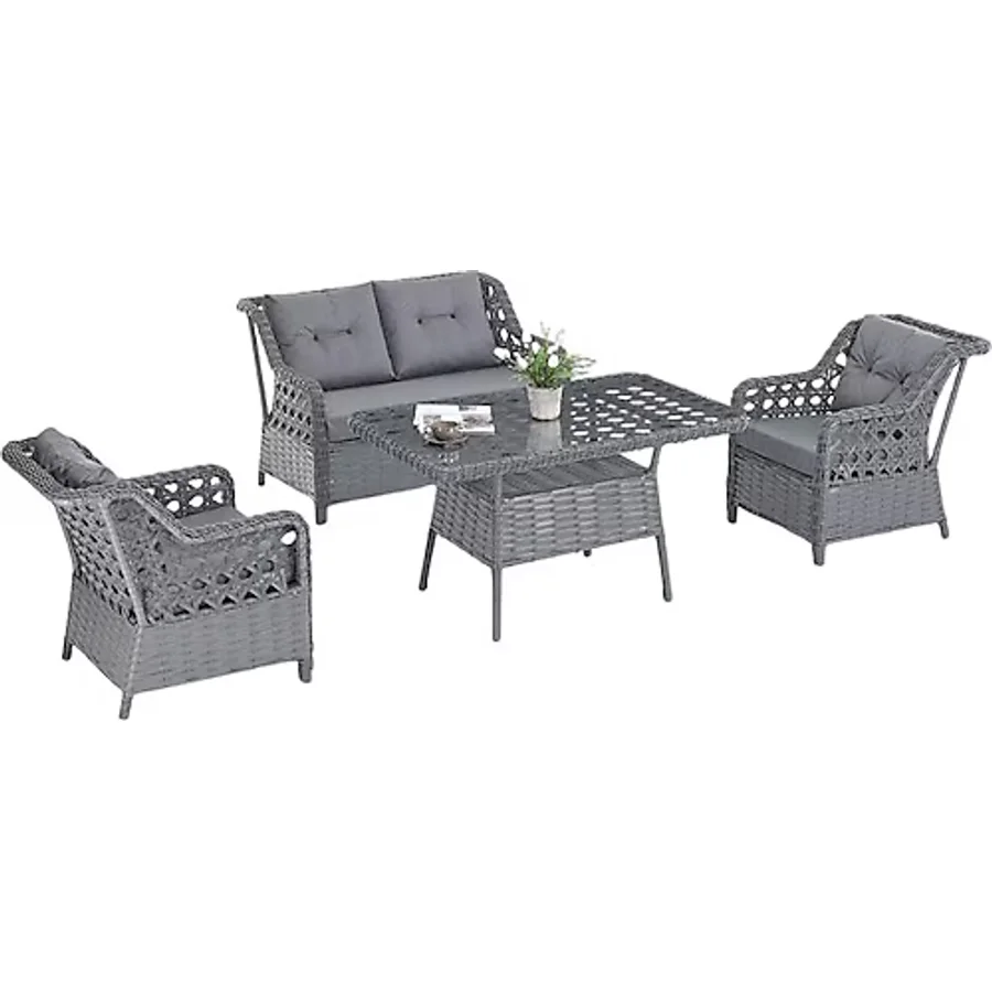 Evdemo Eren Rattan 2+1+1+Camlı Masa Bahçe Balkon Takımı