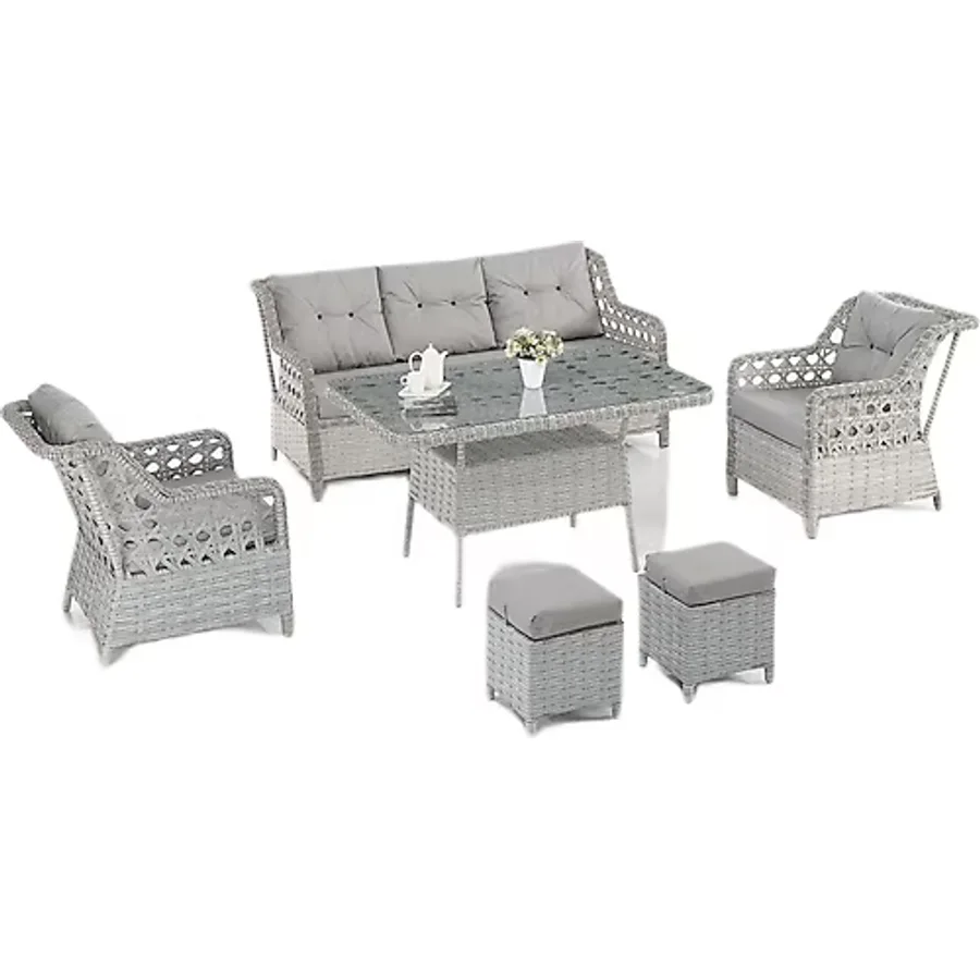 Evdemo Eren Rattan Puflu 3+1+1 Bahçe Balkon Takımı