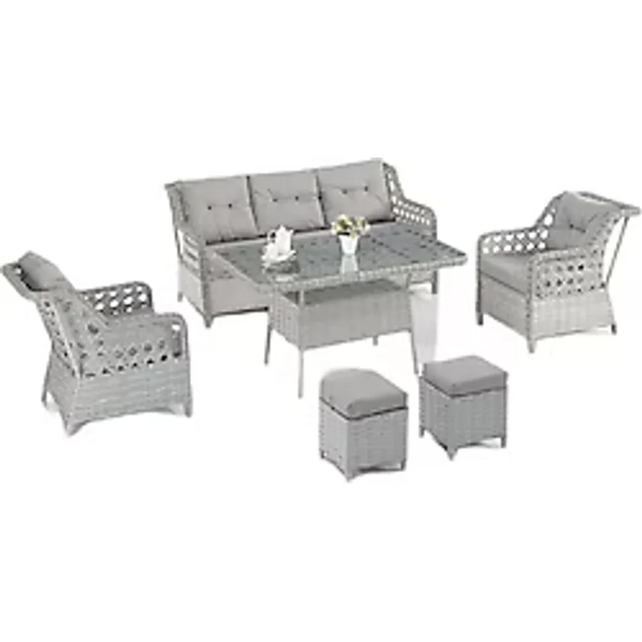 Evdemo Eren Rattan Puflu 3+1+1 Bahçe Balkon Takımı