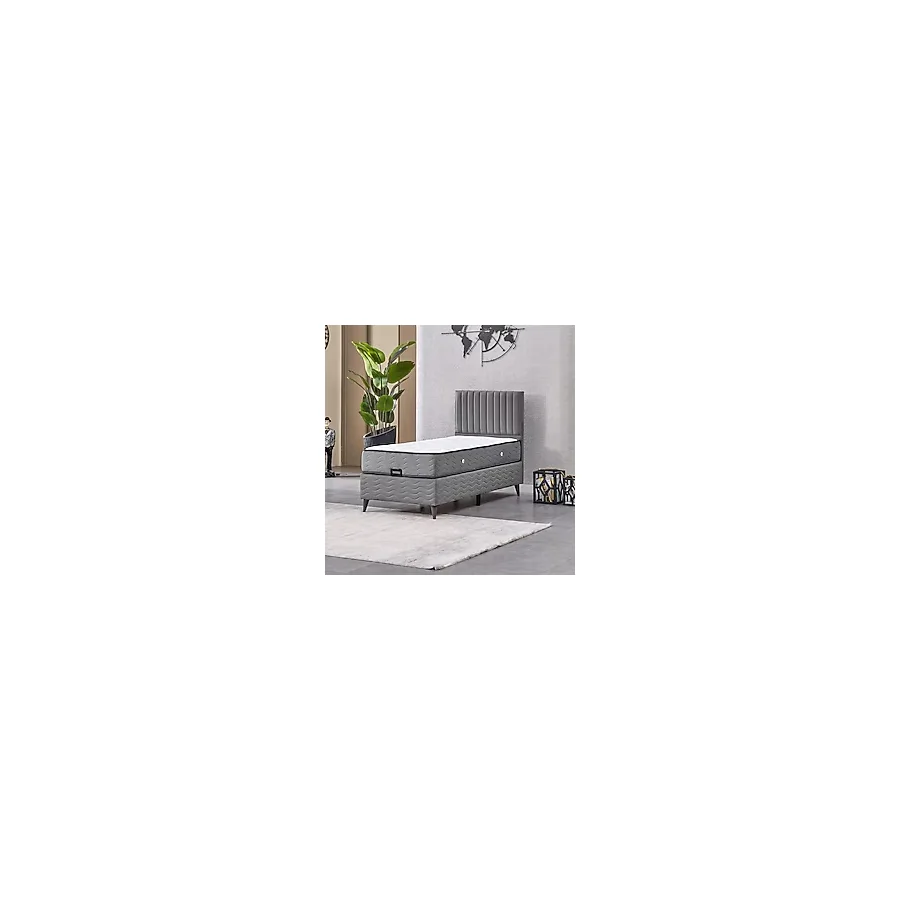 Evdemo Ezgi Tek Kişilik Baza Başlık Set Gri 90x190 cm