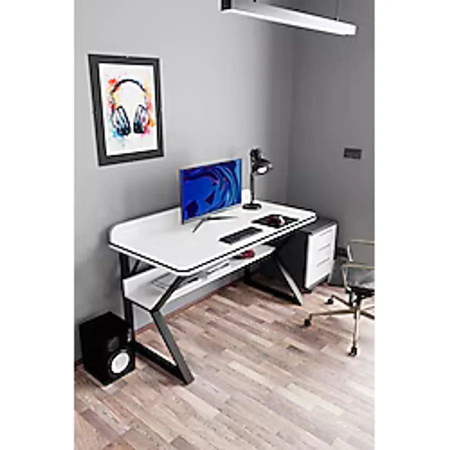 Evdemo Pulsar Oyuncu Masası Çalışma Ofis Masası Gaming Masa Beyaz