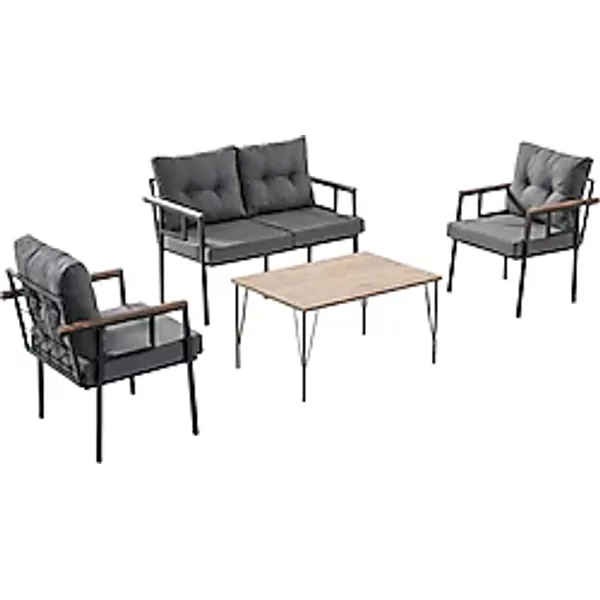 Evdemo Saye 2+1+1+Orta Sehpa Antrasit Bahçe & Balkon Takımı