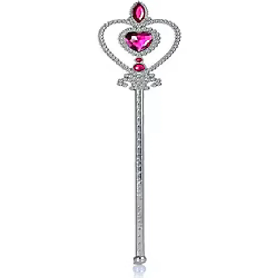 EveFix Fuşya Renk Kalp Işlemeli Taşlı Karlar Ülkesi Anna Elsa Asası 32 cm
