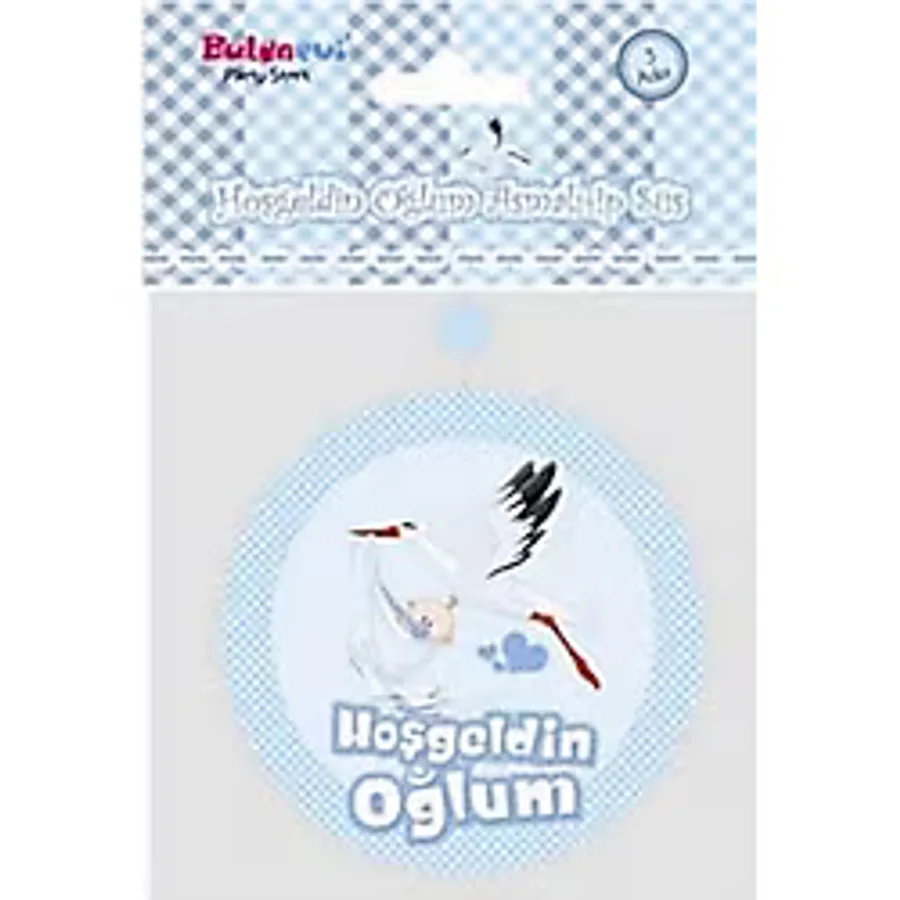 EveFix Hoşgeldin Oğlum Yazılı Baby Shower Partisi Asmalı Ip Süs 3 Adet