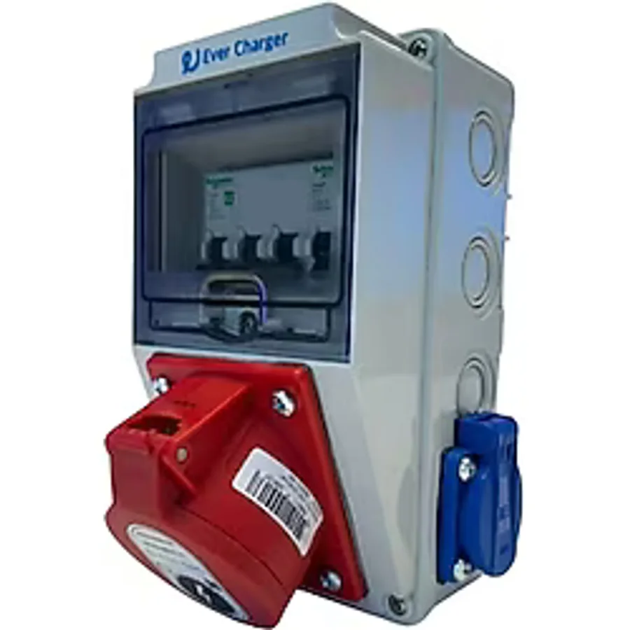 Ever Charger Tekli Montajlı Kombinasyon Kutusu 5x32A ve 1x16A Priz ve Sigortaları içerisinde