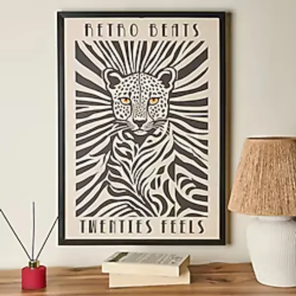 Evidea Deco Leopar Tablo - Beyaz / Siyah - 50x70 cm
