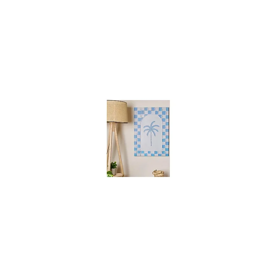 Evidea Deco Palm Breeze Kanvas Tablo - Beyaz / Mavi - 50x70 cm
