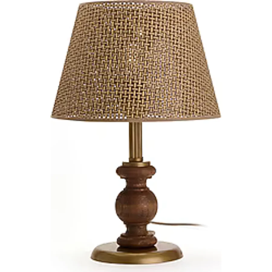 Evidea Lighting Fiona Kahverengi Başlık 40 cm Ahşap Abajur