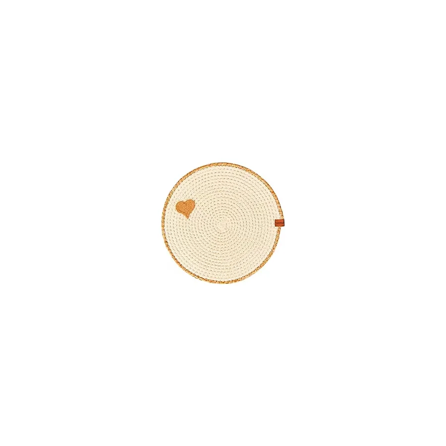Evidea Soft Bej Kalp Nakışlı Supla - Ekru - 33x33 cm