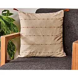 Evidea Soft İpliği Boyalı Kırlent Kılıfı - Ekru / Hardal - 45x45 cm