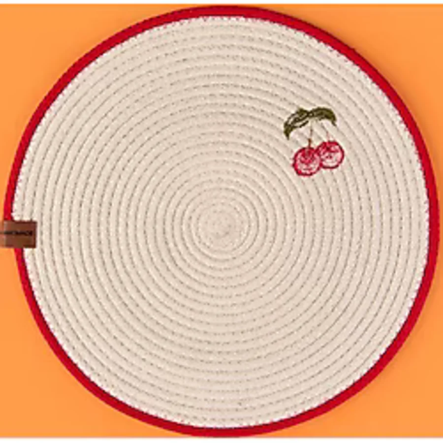 Evidea Soft Kiraz Nakışlı Supla - Ekru - 33x33 cm