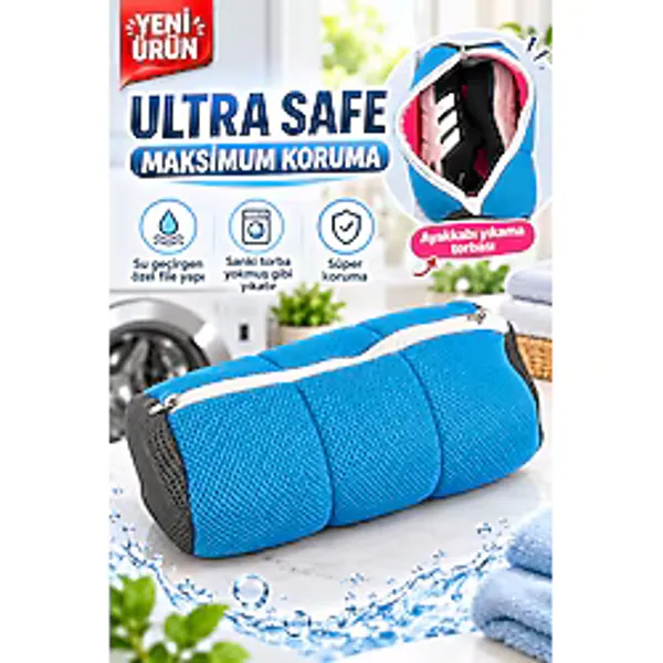 EVİMA Ultra Safe Ayakkabı Yıkama Torbası Su Geçirgen Darbe Korumalı Çamaşır Makinesi Filesi