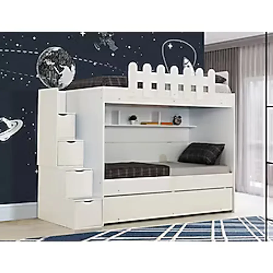 EVİMŞAH IRMAK 3 LÜ 90 x 190 BEYAZ / BEYAZ YAVRULU RANZA