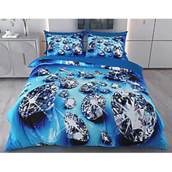 Evine Moda Elmas Dijital Baskılı 3D 3 Boyutlu Çift Kişilik Nevresim Takımı Kod: Elmas - Renkli - 200 x 220 cm