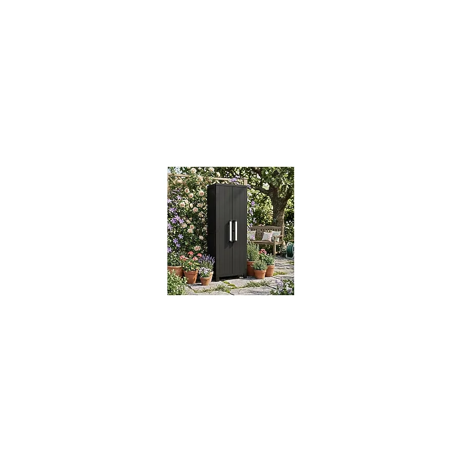 Evinizin Atölyesi 3 Raflı ve Uzun Bölmeli, Bahçe Dolabı, Balkon Dolabı, Plastik Dolap 65X37X173 - Antrasit