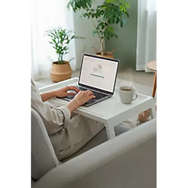 EVLE Katlanır Laptop Sehpası Yatak Koltuk Üstü Çalışma ve Kahvaltı Masası "Beyaz