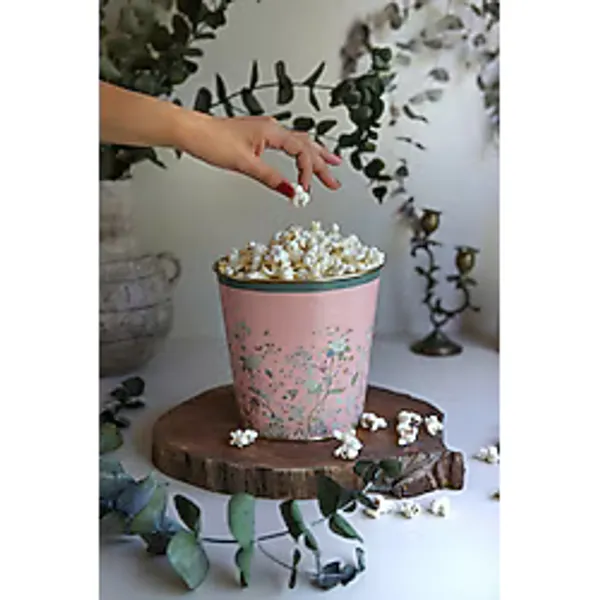EVLE Metal Popcorn Kutusu - Patlamış Mısır Kovası 13.5 Cm, Botanica Er149-1g