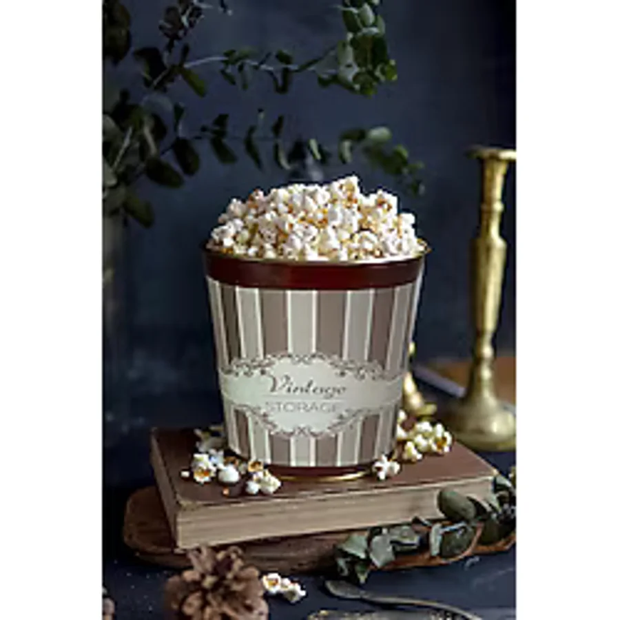 EVLE Metal Popcorn Kutusu - Patlamış Mısır Kovası 13.5 Cm, Elegance Er149-8b