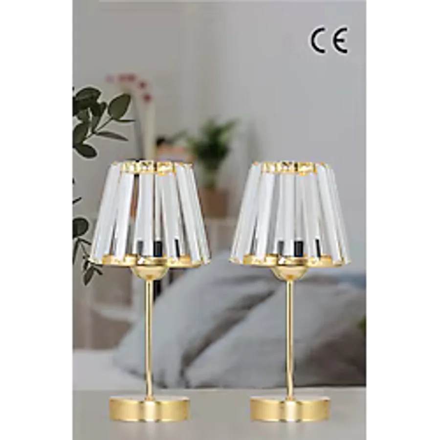 EvLight Konik Kristal Cam 2'li Modern Klasik Abajur