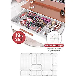 Evlinya 13lü Parça Dolap İçi Çekmece Düzenleyici - Mutfak Çekmece İçi Kaşıklık Organizer