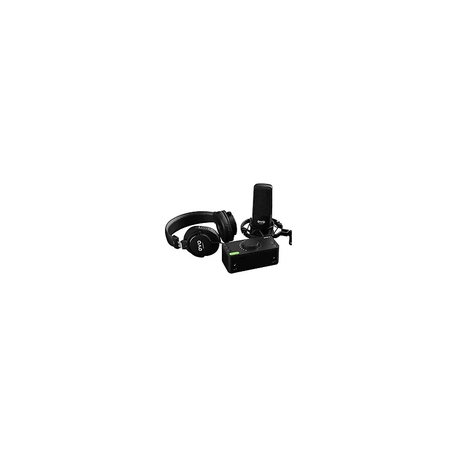 EVO Start Recording Bundle (EVO 4 ses kartı, SR1 geniş diyaframlı kondenser mikrofon, SR2000 kapalı stüdyo kulaklıkları, mikrofon shock mountu ve XLR bağlantı kablosu), Siyah