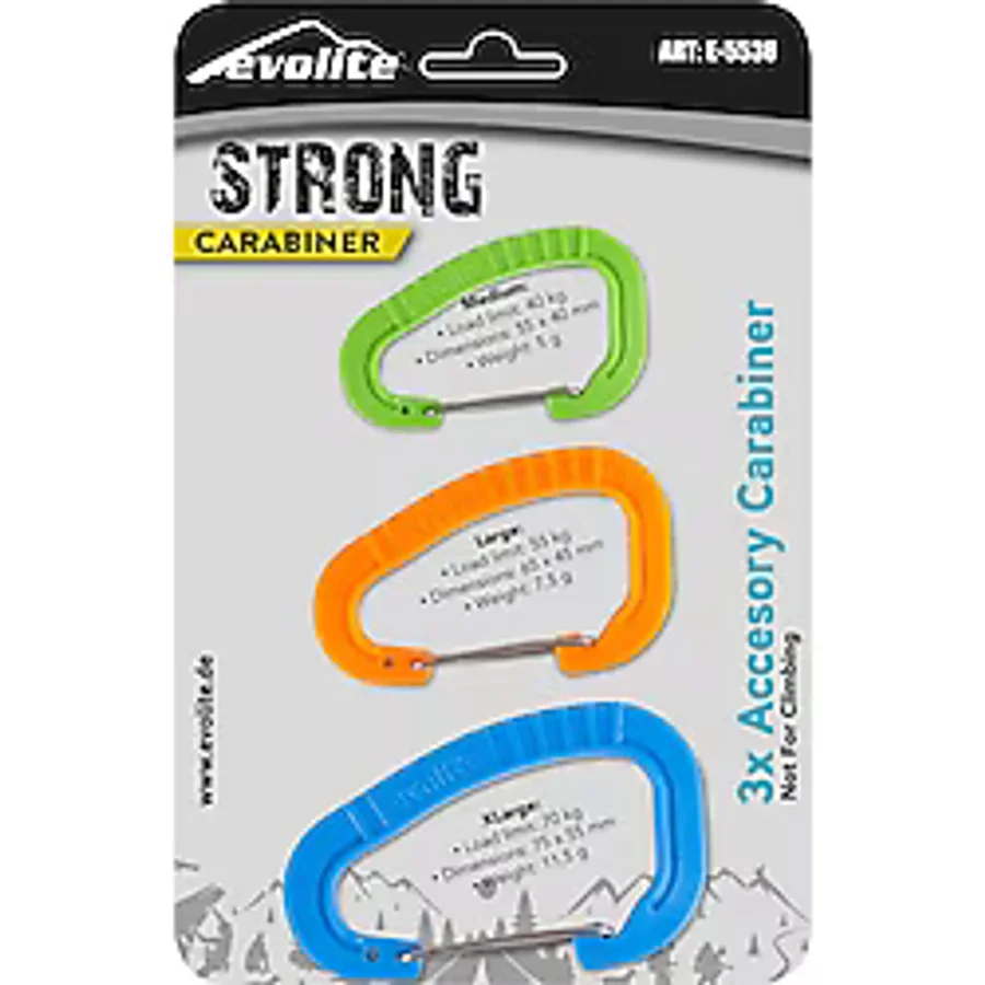 Evolite Strong 3'Lü Karabina Seti Mavi/Turuncu/Yeşil Çok Renkli