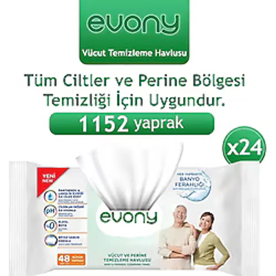 Evony Banyo Ferahlığı 48'li 24 Adet Vücut Temizleme Havlusu
