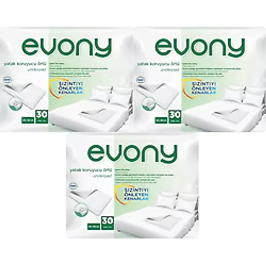 Evony Yatak Koruyucu Örtü 60x90 cm 30'lu 3 Paket