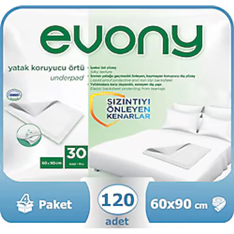 Evony Yatak Koruyucu Örtü 60x90 cm 30'lu 4 Paket