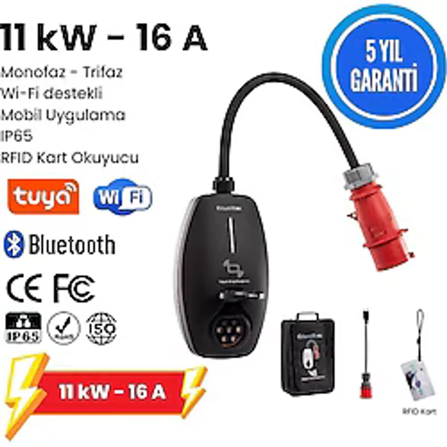 Evwallbox 11 kW Mobil Taşınabilir Elektrikli Araç Şarj İstasyonu