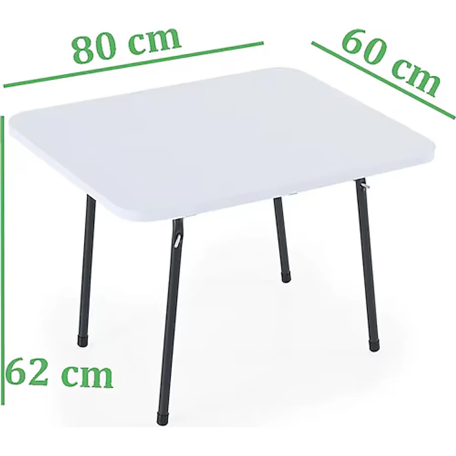 Exent 60X80 Cm Kamp Masası, Piknik, Bahçe Balkon Plaj Masası Katlanır Masa-Beyaz