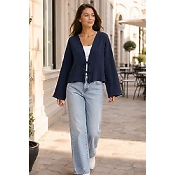 exxit collection Muslin Kumaş Kadın Önden Bağlamalı Bluz - Bağcıklı Tesettür Giyim Önden Bağlamalı Bluz