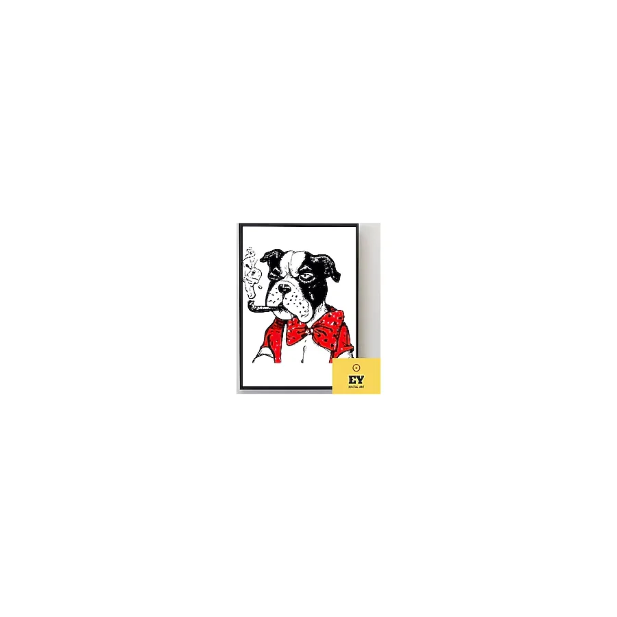 EYDigitalArt Köpek Posteri, Çerçeveli Poster, Dekoratif Duvar Posteri, Duvar Resmi, Havalı Köpek (Çerçevesiz A3 (30-42 cm))