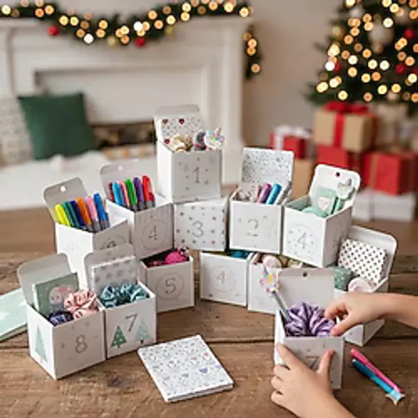 EyER Shoping 2026 Advent Calendar Kutusu Kız/erkek Çocuklarına Özel Kırtasiye - Pembe