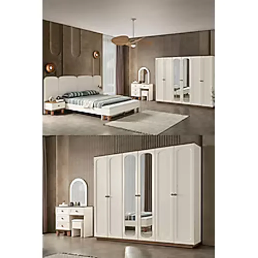 Eymense Sude Bohem Benchli Modern 6 Kapaklı Yatak Odası Takımı
