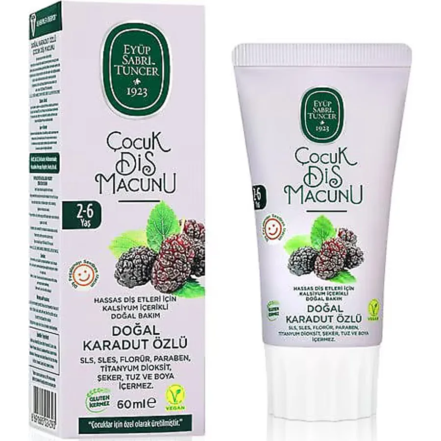 Eyüp Sabri Tuncer Doğal Karadut Özlü 2-6 Yaş 60 ml Florürsüz Çocuk Diş Macunu