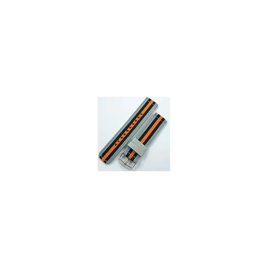 Ezgi Elektronik Kumaş Perlon Gri Siyah Turuncu 22Mm Spor Saat Kordonu Kayışı Nato