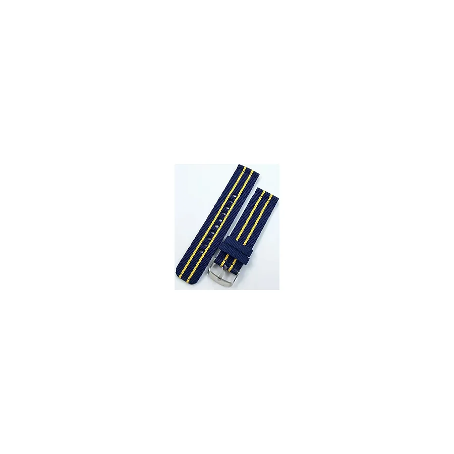 Ezgi Elektronik Kumaş Perlon Sarı Lacivert 24Mm Spor Saat Kordonu Kayışı Nato Fb