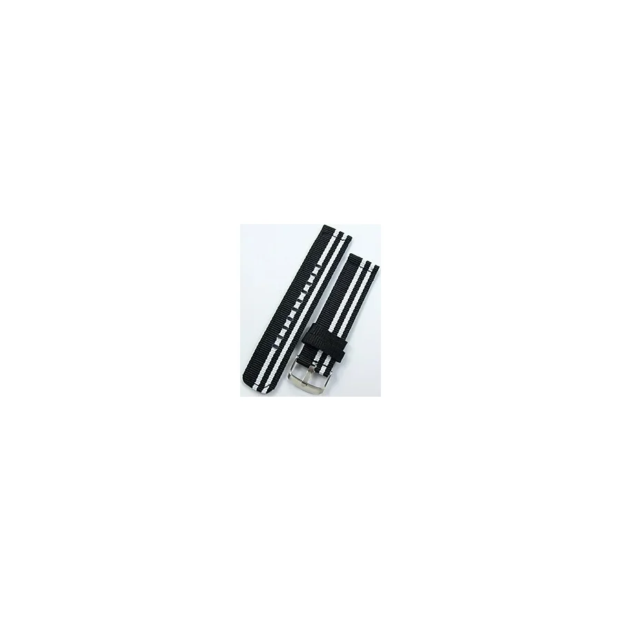 Ezgi Elektronik Kumaş Perlon Siyah Beyaz 20 Mm Spor Saat Kordonu Kayışı Nato Bjk