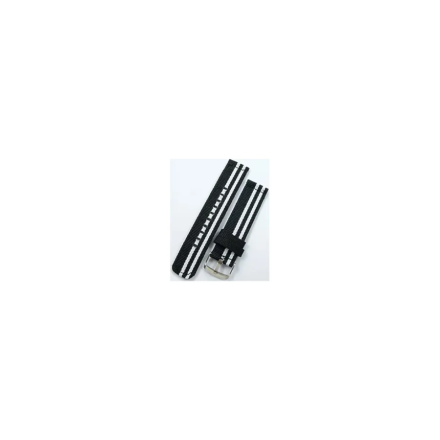 Ezgi Elektronik Kumaş Perlon Siyah Beyaz 22Mm Spor Saat Kordonu Kayışı